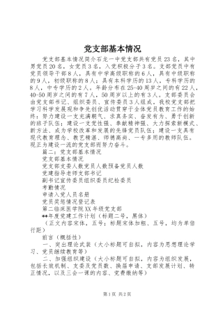 党支部基本情况