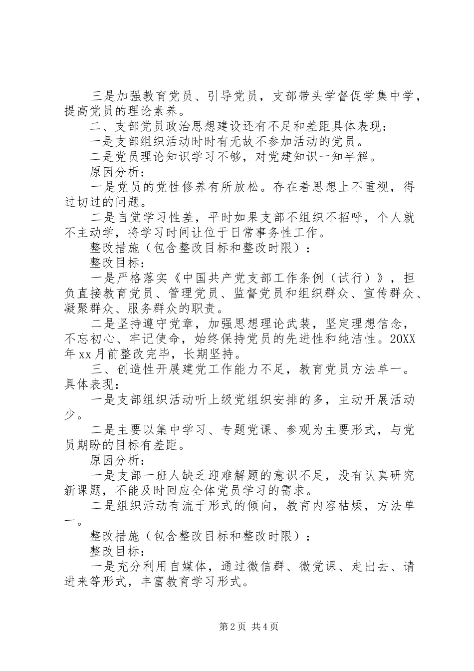 党支部检视问题并提出整改措施_第2页