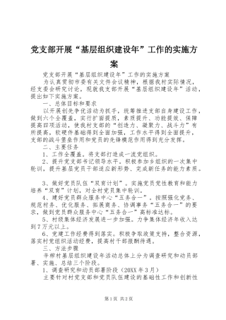 党支部开展基层组织建设年工作的实施方案