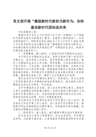 党支部开展激励新时代新担当新作为，加快建设新时代团结进步美