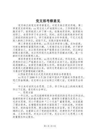 党支部考察意见