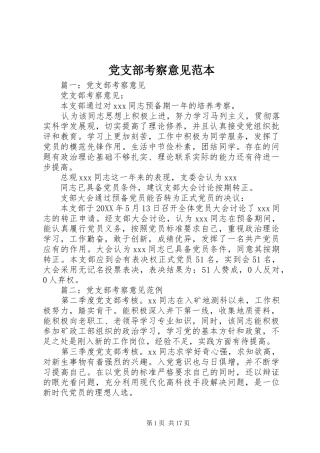 党支部考察意见范本