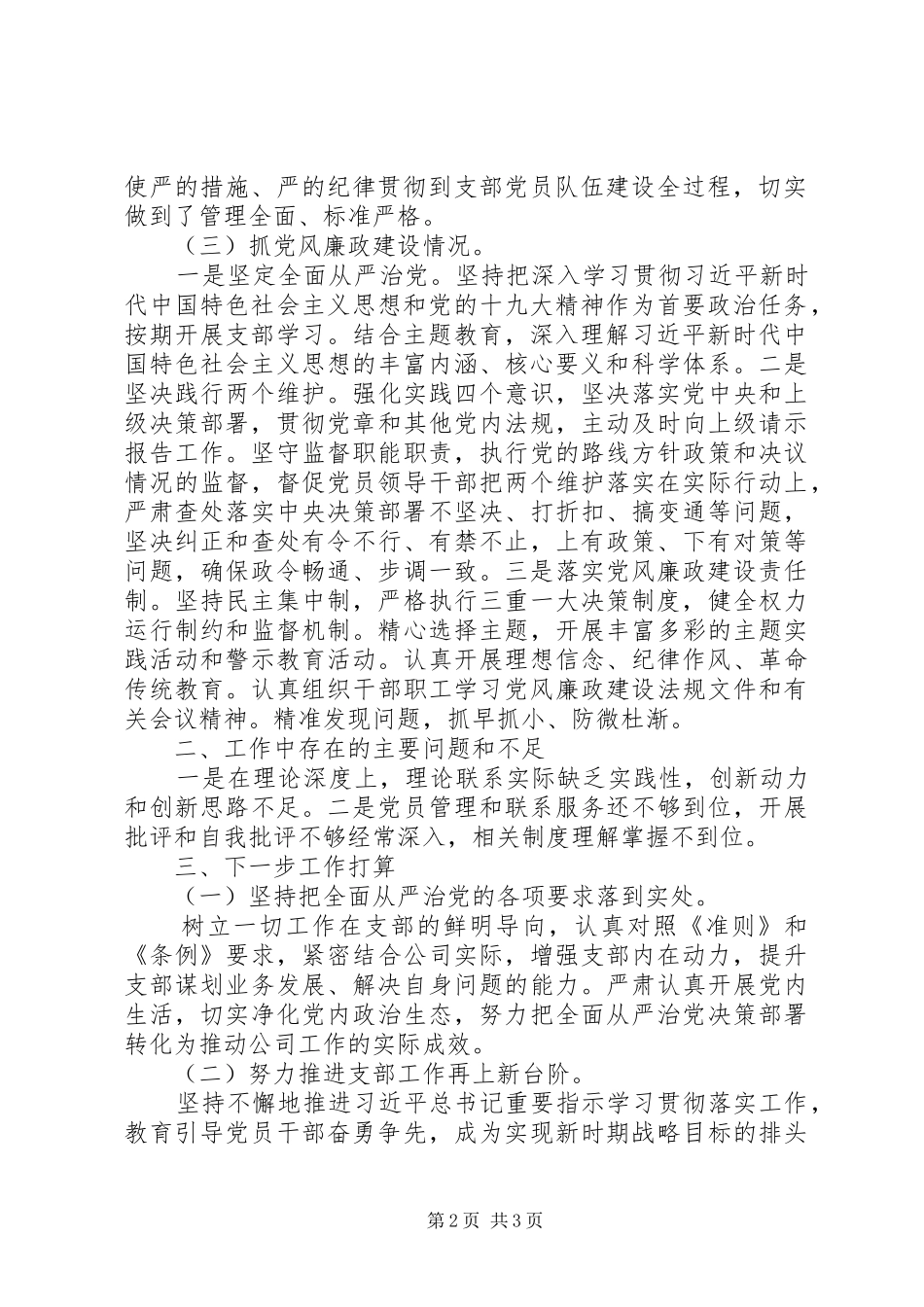 党支部落实管党治党主体责任情况报告_第2页