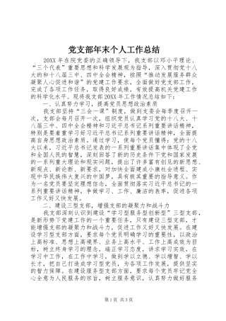 党支部年末个人工作总结