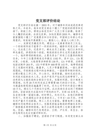 党支部评价结论