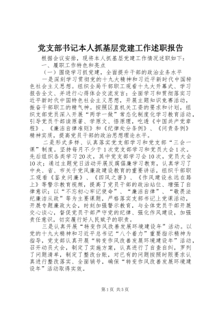 党支部书记本人抓基层党建工作述职报告