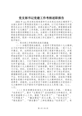 党支部书记党建工作考核述职报告