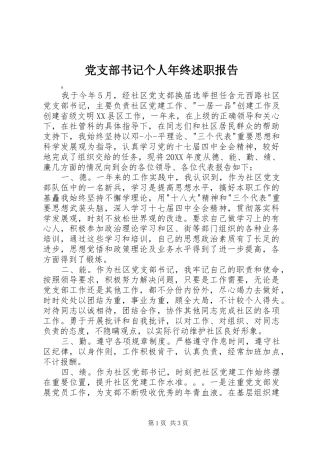 党支部书记个人年终述职报告