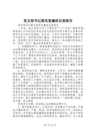 党支部书记黄兆宽廉政自查报告