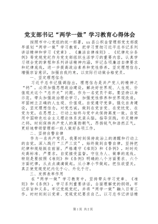 党支部书记两学一做学习教育心得体会