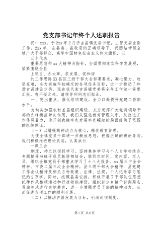 党支部书记年终个人述职报告