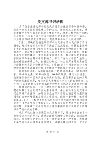 党支部书记培训