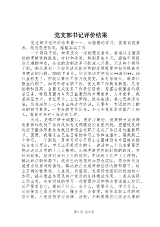 党支部书记评价结果