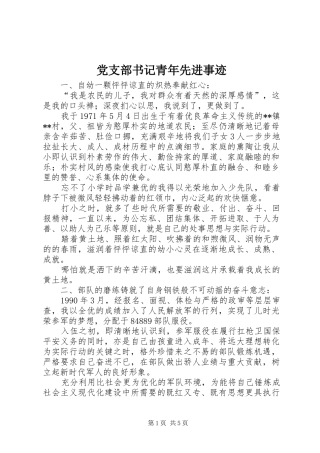 党支部书记青年先进事迹