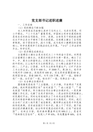 党支部书记述职述廉