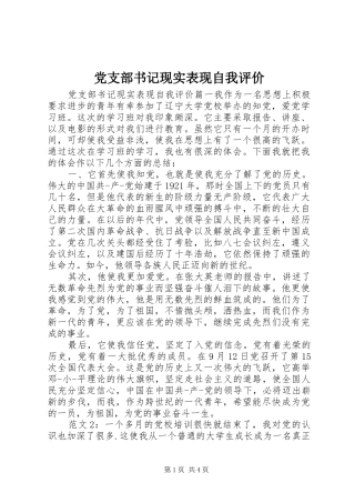 党支部书记现实表现自我评价