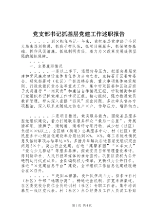 党支部书记抓基层党建工作述职报告