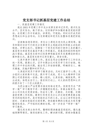 党支部书记抓基层党建工作总结