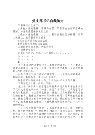 党支部书记自我鉴定