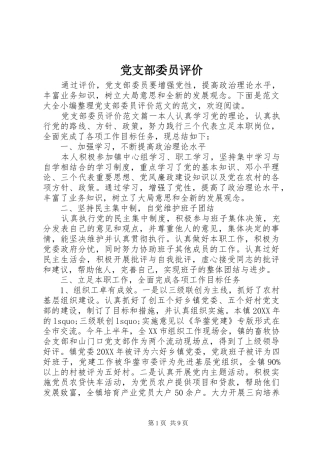 党支部委员评价