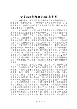 党支部争创红旗支部汇报材料
