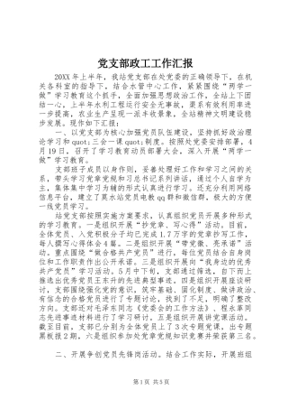 党支部政工工作汇报