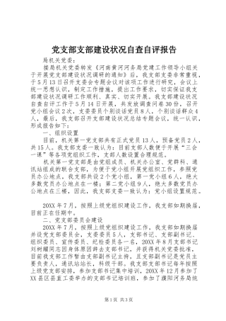 党支部支部建设状况自查自评报告