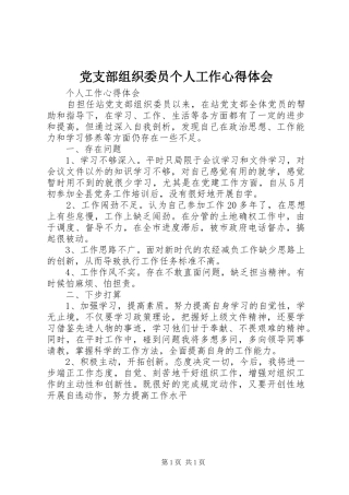 党支部组织委员个人工作心得体会