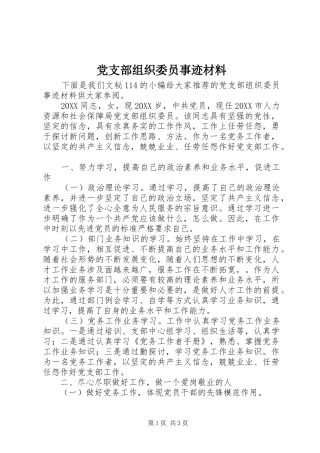 党支部组织委员事迹材料