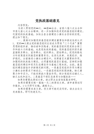 党执政基础意见