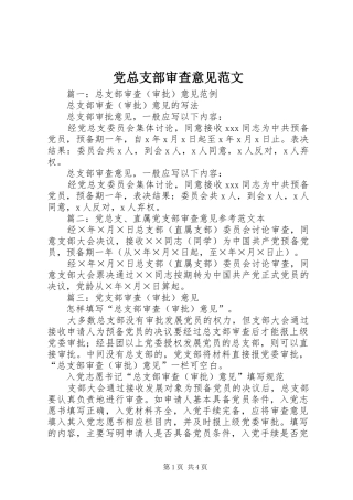 党总支部审查意见范文