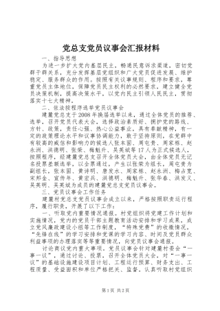 党总支党员议事会汇报材料