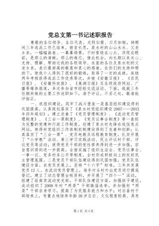 党总支第一书记述职报告