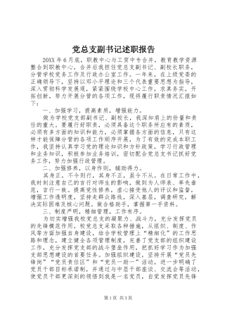 党总支副书记述职报告