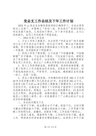 党总支工作总结及下年工作计划