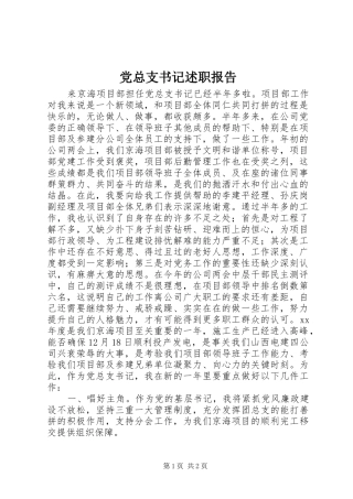 党总支书记述职报告