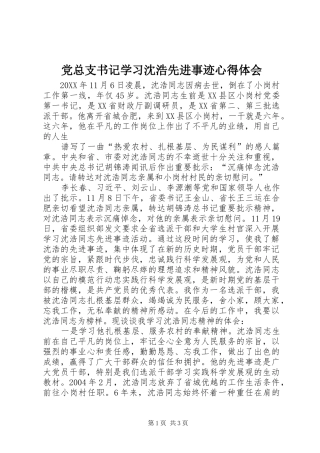 党总支书记学习沈浩先进事迹心得体会