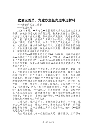 党总支委员党建办主任先进事迹材料