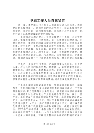党组工作人员自我鉴定