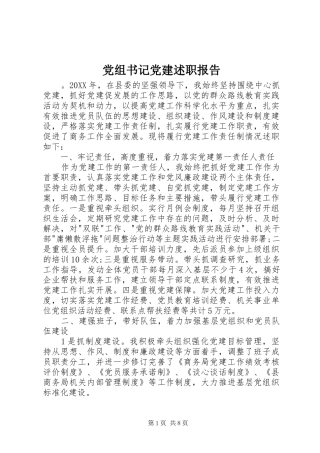 党组书记党建述职报告