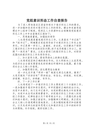 党组意识形态工作自查报告