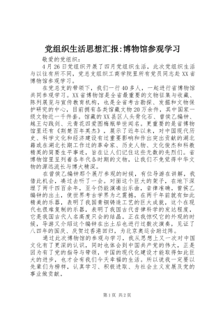 党组织生活思想汇报博物馆参观学习