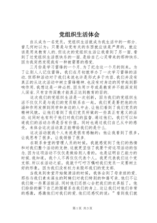 党组织生活体会