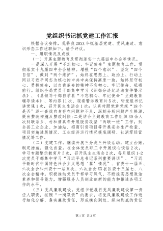 党组织书记抓党建工作汇报