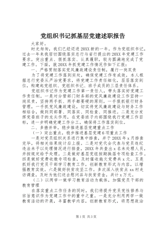 党组织书记抓基层党建述职报告