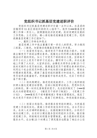 党组织书记抓基层党建述职评价