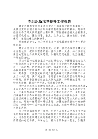 党组织新境界提升工作报告