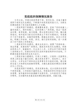 党组组织保障情况报告