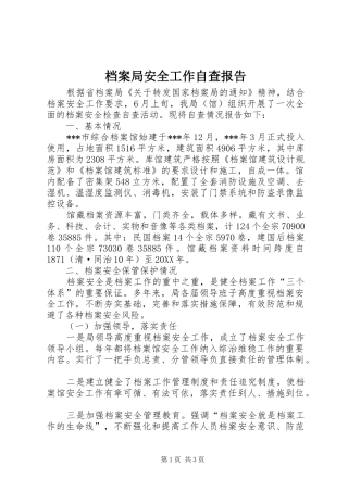 档案局安全工作自查报告