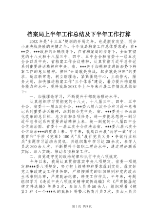 档案局上半年工作总结及下半年工作打算